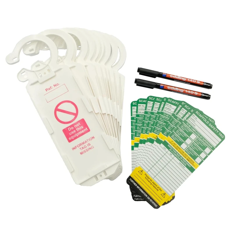 Scafftag Scaffold Safety Inspection Tagging Kit Mobile Towers and Podiums 10 x Claw Tag Holders - 20 x Polypropylene Inserts - 2 x Pens