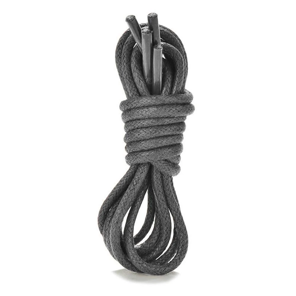Grey 70cm/27" Long Thin Round 2-3mm Wide Waxed Cotton Smart Shoelaces