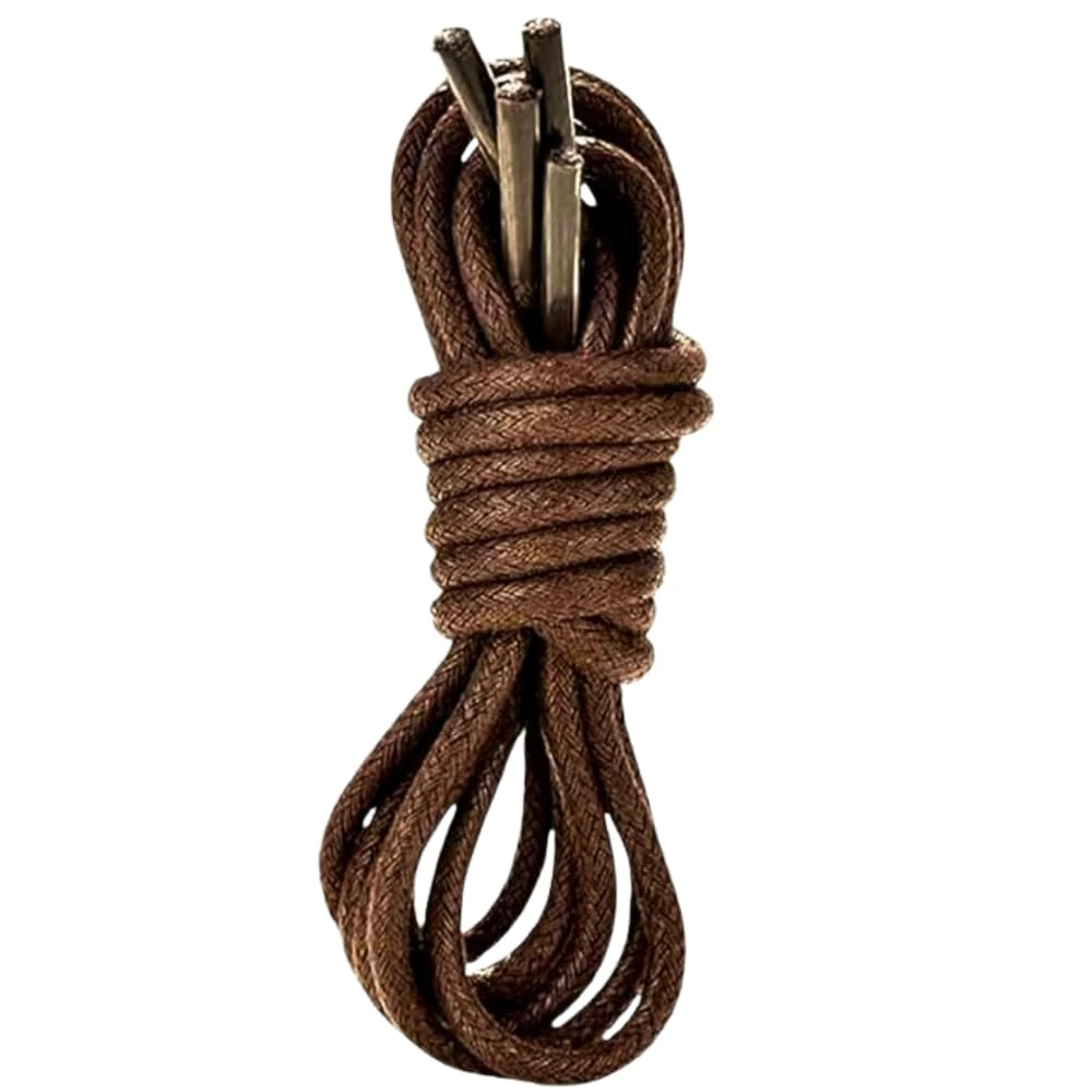 Smart Laces Brown 70cm/27 Thin Round 2-3mm Waxed Cotton Shoe Laces, Ideal Mens Work Office Dress Shoes, Brogues, Leather Oxford, Replacement Shoe Laces