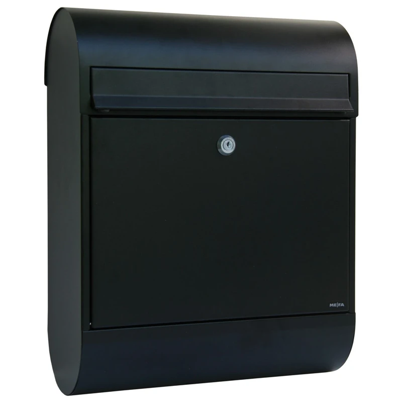 MEFA 864110DE Ruby 864 Letterbox (Deep Black, Structure-RAL 9005, Postbox with Security Lock, 450 x 350 x 150 mm)
