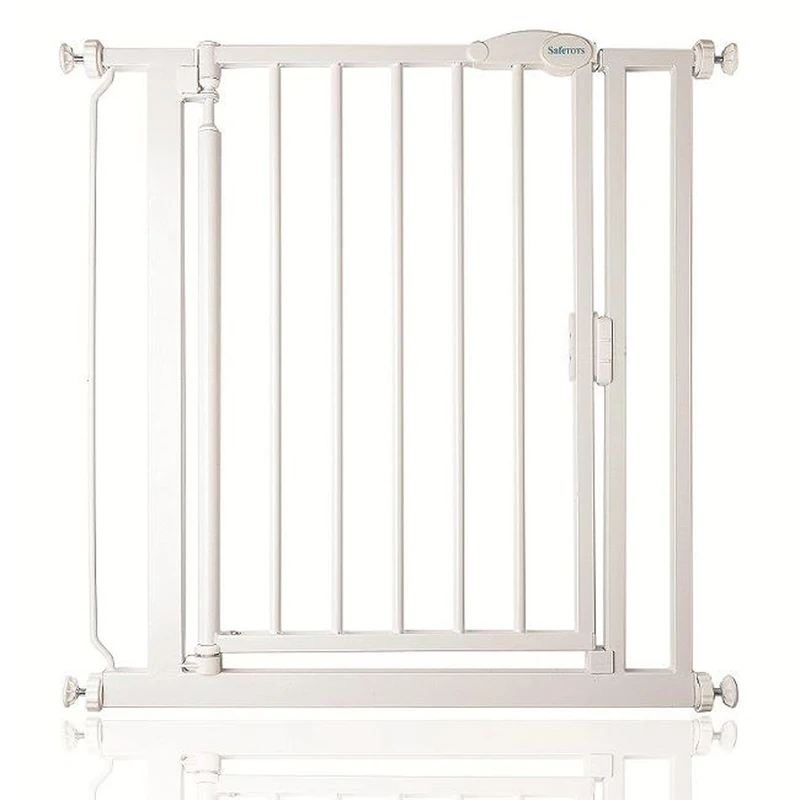 Safetots Pressure Fit Self Closing Stair Gate, 75cm - 82cm, White, Auto Closing Baby Gate, Safety Barrier for Toddler, Easy Installation