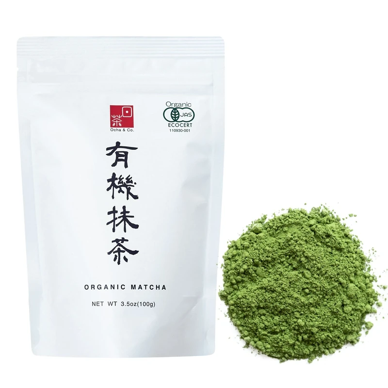 Ocha & Co. Shizuoka Organic Matcha - Ceremonial Grade - ECO JAS Organic Certified - Japanese First-Harvest Matcha Green Tea Powder, Traditionally Stone-Milled, 100g.