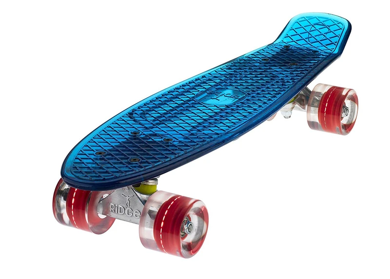 Ridge Skateboards Complete Blaze 22" Mini Cruiser Skateboard w LED wheels and transparent deck