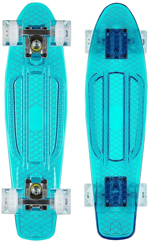 Ridge Skateboards Complete Blaze 22" Mini Cruiser Skateboard w LED wheels and transparent deck
