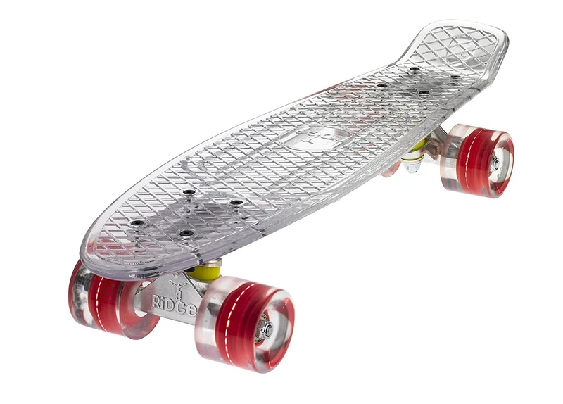Ridge Skateboards Complete Blaze 22" Mini Cruiser Skateboard w LED wheels and transparent deck