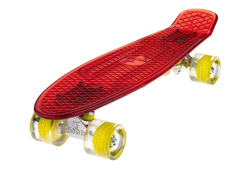 Ridge Skateboards Complete Blaze 22" Mini Cruiser Skateboard w LED wheels and transparent deck