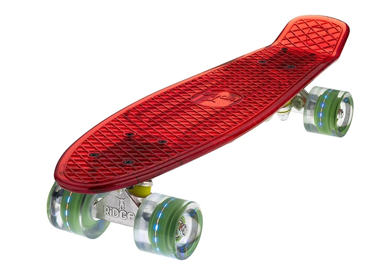 Ridge Skateboards Complete Blaze 22" Mini Cruiser Skateboard w LED wheels and transparent deck