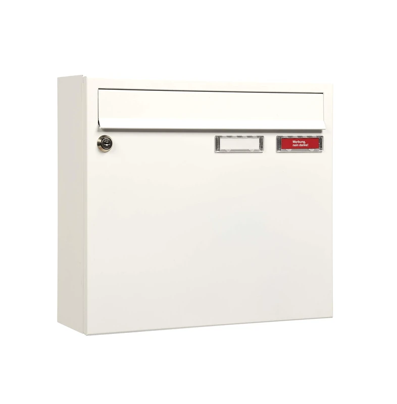 MEFA Sonate 132 132110 Letterbox with Name Plate (Colour White, Postbox with Lock, Size 330 x 370 x 108 mm), 330x370x101