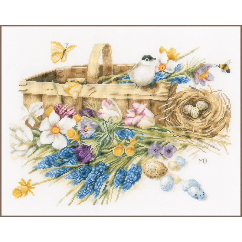 Lanarte Counted Cross Stitch KIT Spring Flowers (EVENWEAVE)