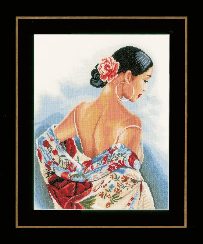 Lanarte Counted Cross Stitch KIT Flower Scarf (AIDA)