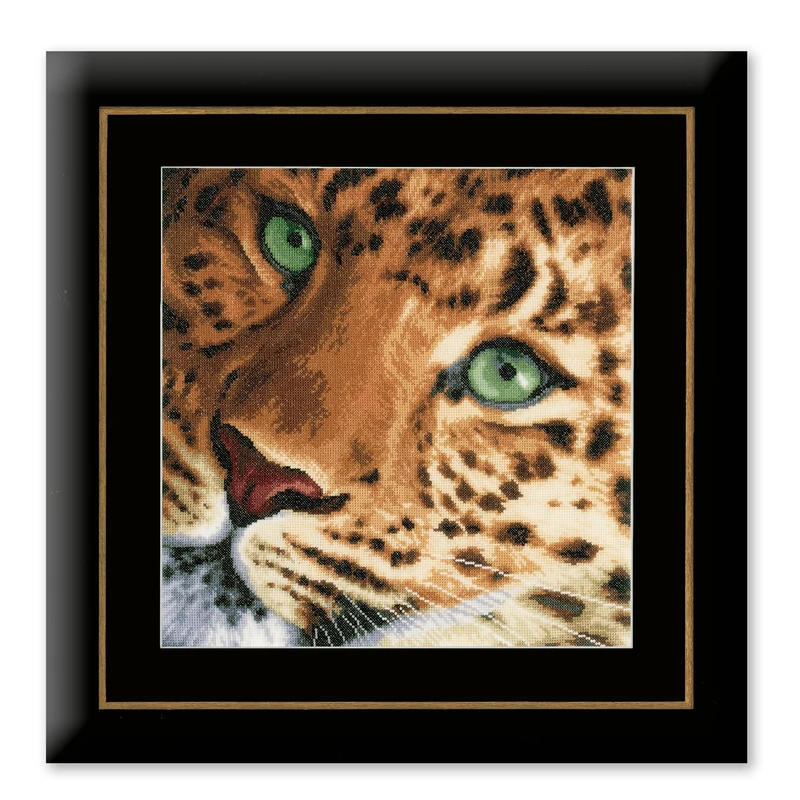 Lanarte Counted Cross Stitch KIT Leopard (EVENWEAVE), Various, 13.75 x 13.5