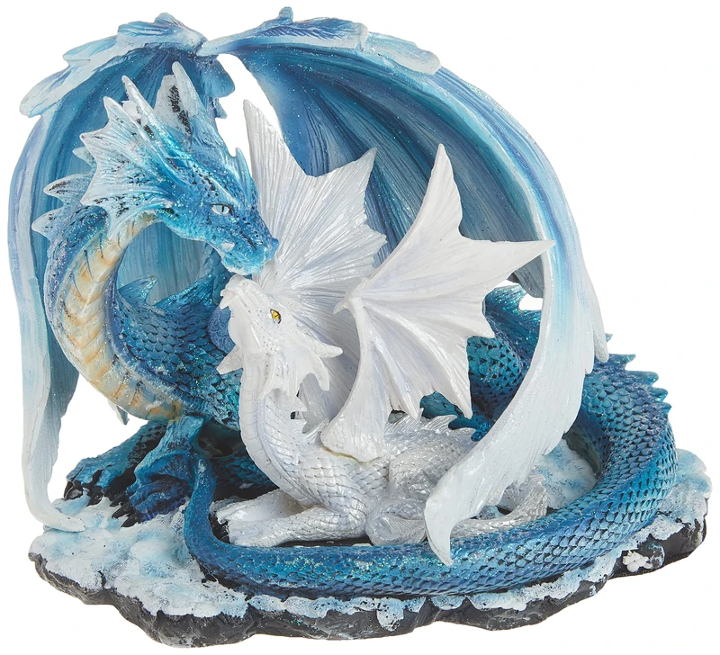 StealStreet SS-G-71533 Light Blue Dragon Mom with White Baby Statue Figurine, 7" - Image 1