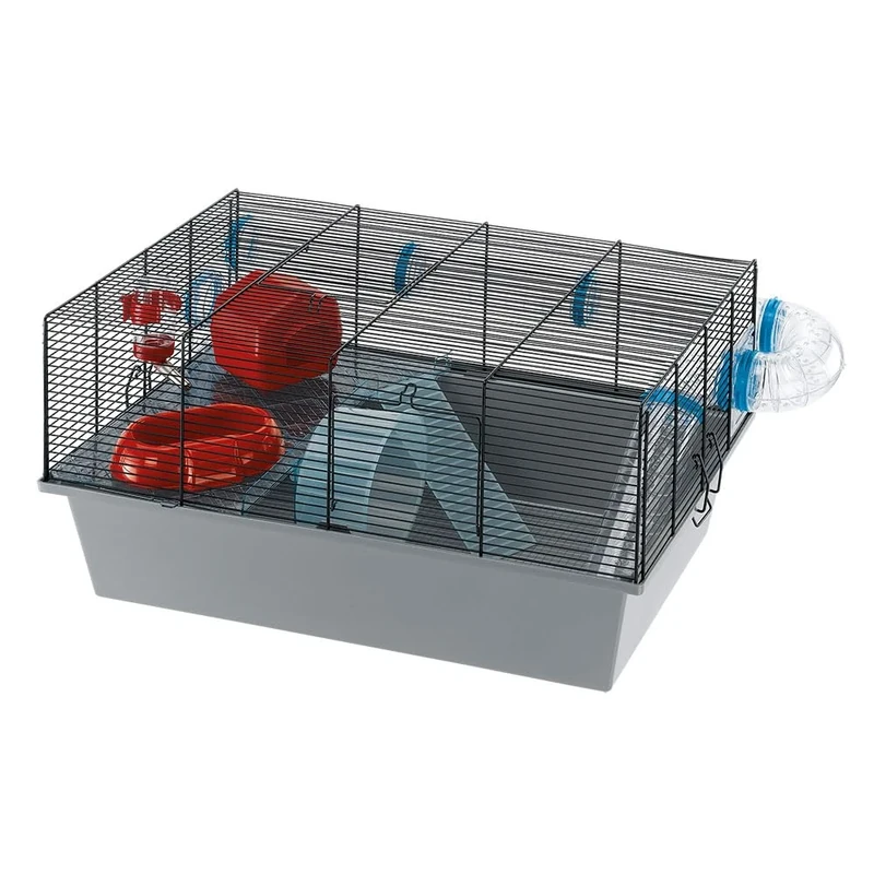 Ferplast MILOS LARGE Hamster Cage - Spacious Multi-Level Habitat with Tunnel System, Exercise Wheel, Fully Equipped, Easy Clean, 58x38x30.5 cm