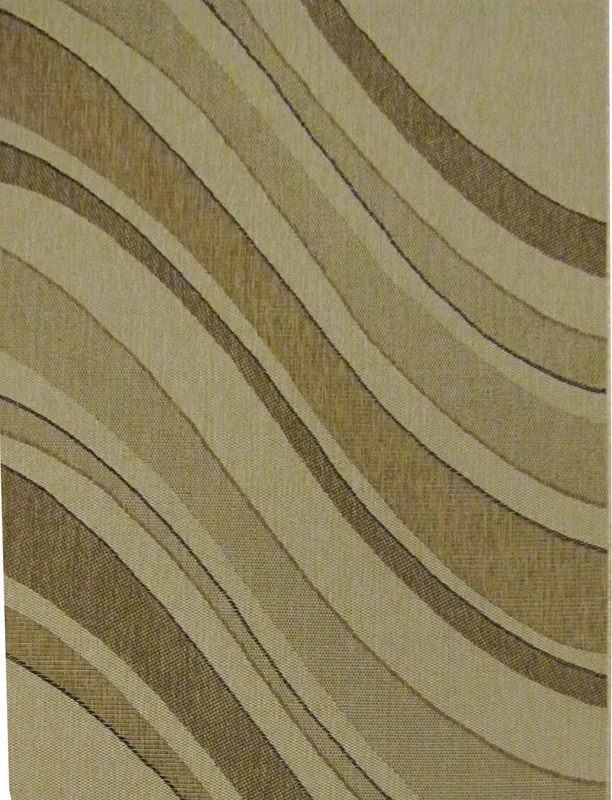 ASPECT Decora-Waves Swirls Stripes Lines Rug-Beige & Brown 140x200cm, Beige, 140 x 200 cm
