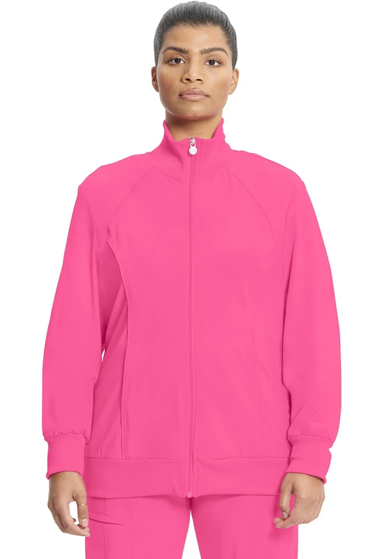 Infinity Cherokee Women's Zip Front Warm-up Jacket, Carmine Pink, Medium