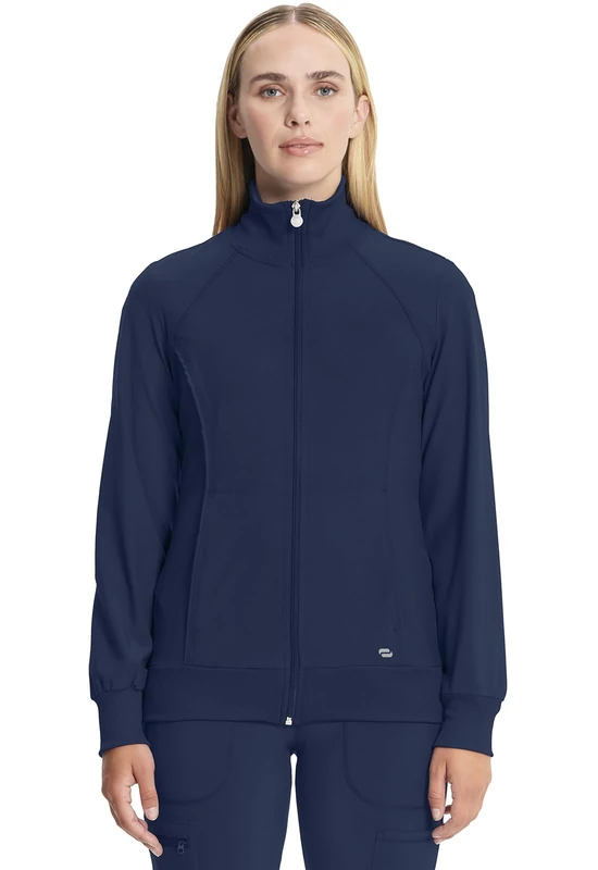 Infinity Women's Zip Front Warm-up Jacket Medical Scrubs, Navy, XS
