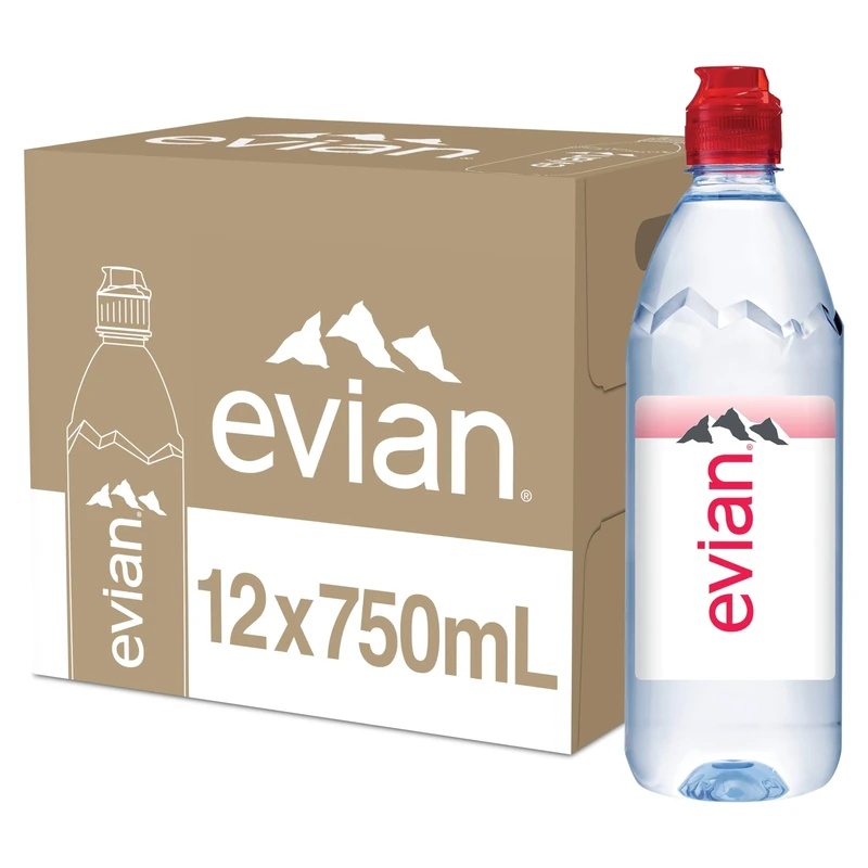 EVIAN Evian Natural Mineral Water Sports Cap 75cl (PACK OF 12)