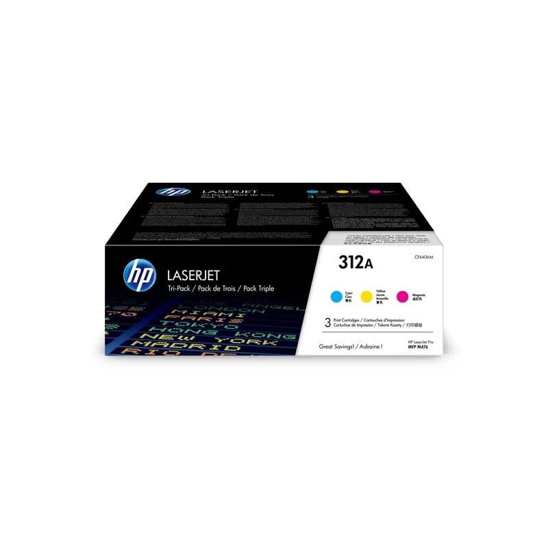 HP CF440AM 312A Original LaserJet Toner Cartridges, Cyan/Magenta/Yellow, Multipack