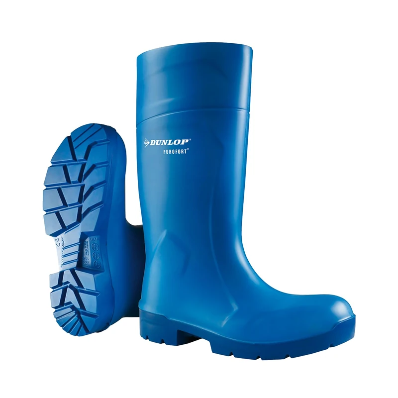 DUNLOP Purofort FoodPRO - Unisex Multigrip Safety Waterproof Work Boots, Blue, Antistatic and Slip-Resistant Wellies with Steel Toecap for Outdoor and Food Processing Industry - EU36, UK3