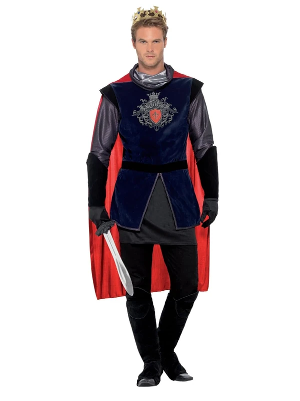 Smiffys Deluxe King Arthur Costume, Black, L - Size 42-44