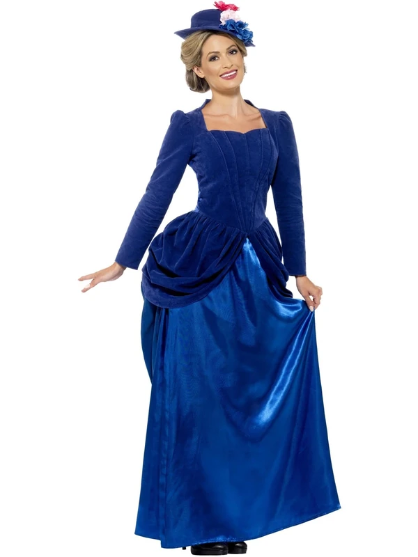 Smiffys Deluxe Victorian Vixen Costume, Blue with Top, Skirt & Hat, Historical Fancy Dress, Adult Dress Up Costumes Halloween, World Book Day