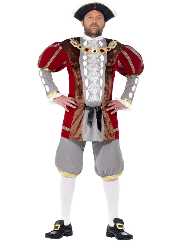 Smiffys Deluxe Henry VIII Costume - Red Jacket & Trousers (M) - Image 1