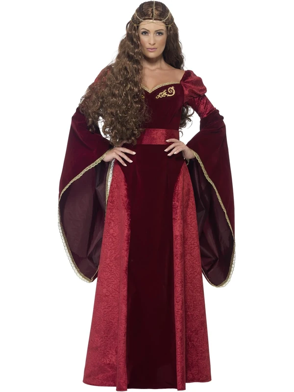 Smiffys Deluxe Medieval Queen Costume, Red, XL - UK Size 20-22