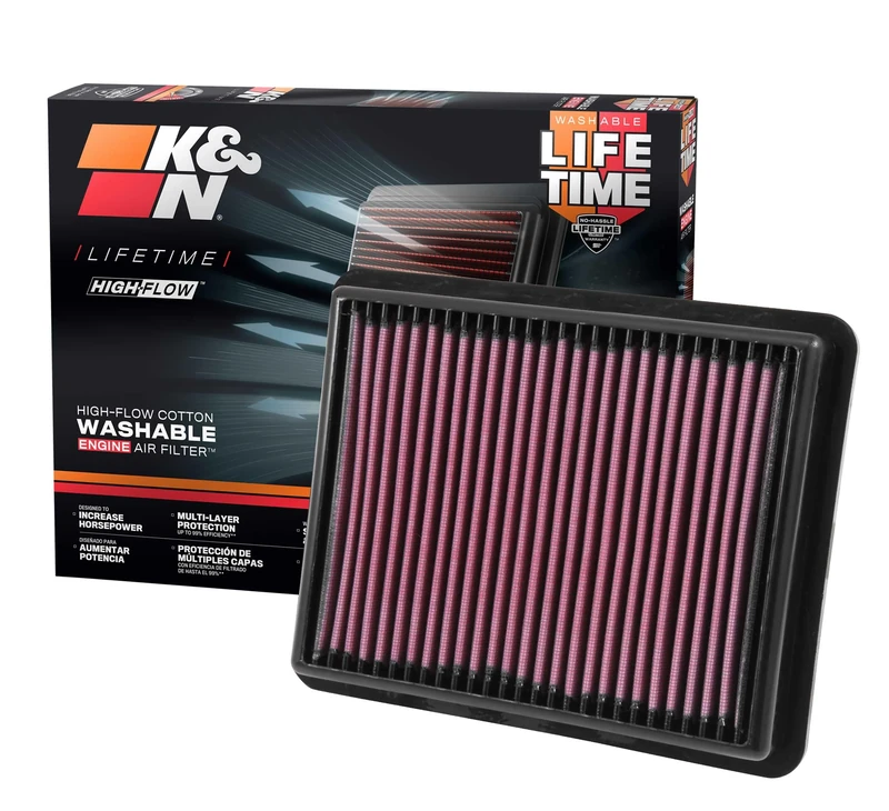 K&N Engine Air Filter: High Performance, Premium, Washable, Panel Filter: 2012-2019 (CX-5, CX-9, 6, 2, Atenza, Axela, 33-3024