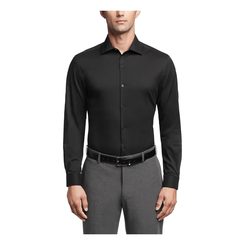 Van Heusen Men's Twill Dress Shirt, Black, XXXXL