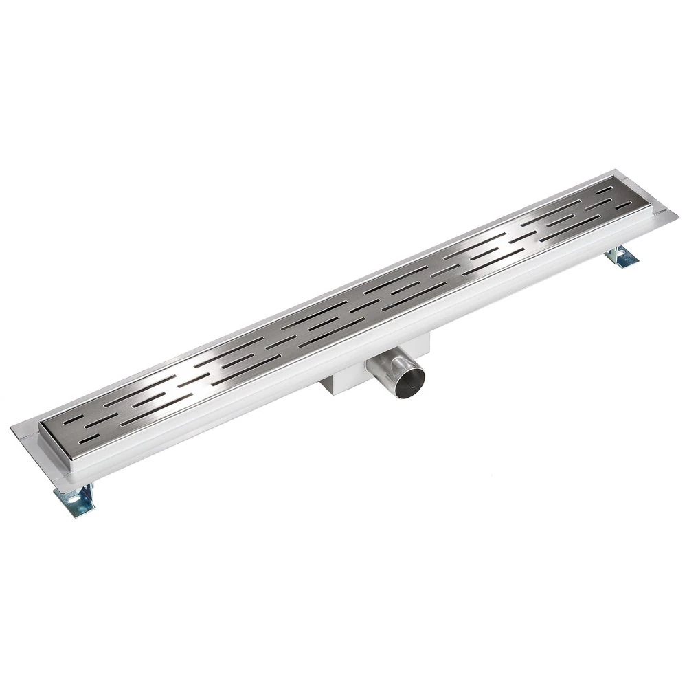 tectake® Linear Shower Drain with Stainless Steel Grate, Easy-to-Clean Channel Drain with Odour Stop & Hair Strainer, Height-Adjustable Bathroom Floor Drain for Easy & Seamless Installation - L70 cm