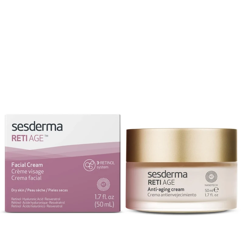 SESDERMA RETI AGE Triple Rejuvenation Anti-Aging Gel Cream for Mature Skin | 3 Forms of Retinol, Vitamin C, and Growth Factors | Advanced Anti-Aging Formula | Hydrating and Soothing | 50ml