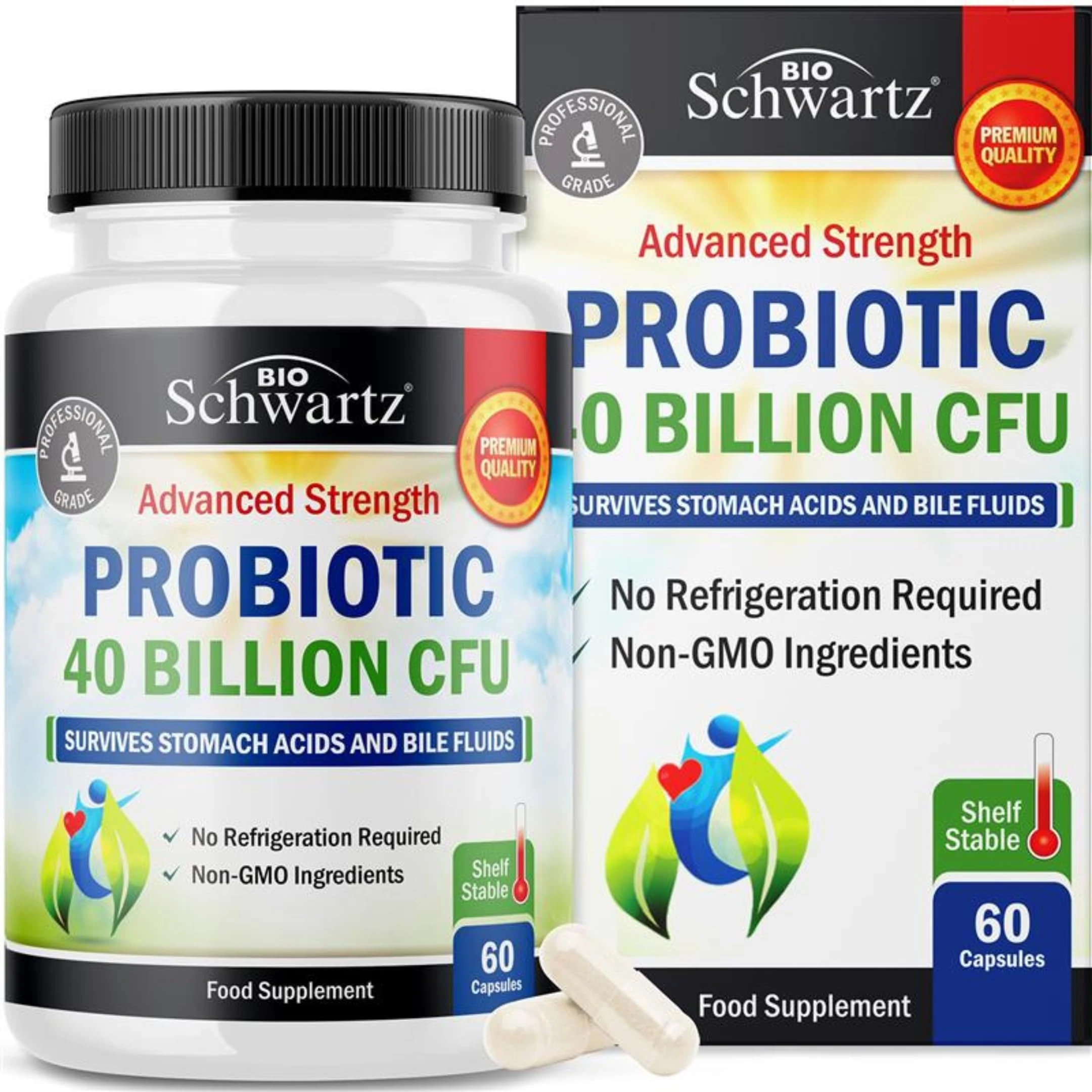 Probiotics for Gut Health 40 Billion CFU - Bloating Relief & Digestive Support Probiotics for Women & Men with Prebiotics Gut Health Supplements - High Potency, Shelf Stable, Non-GMO, 60ct