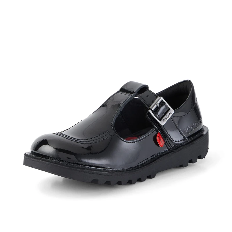 Kickers Girl's Kick T Bar Black School Shoes | Classic & Stylish | Extra Comfortable | Premium Quality, Black, 1 UK Child