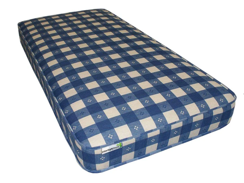 Starlight Beds Blue Check Shorty Mattress for Kids. Dual-Sided Sprung Mattress with Durable Sleep Surface. 6.5" Deep (2ft6 x 5ft9 / 75x175x16.5cm)