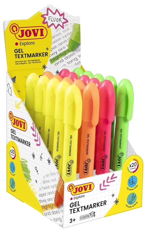 Jovi – Case with 20 Gel Highlighters in 4 Assorted Colours, Bible Highlighters, No Bleed, No Drying (1829) - Image 1