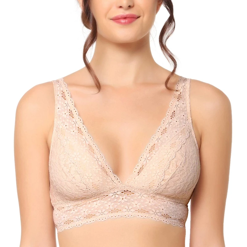 Wacoal Women's Halo Lace Wire Free Convertible Bra, Opaque, Sand, 34