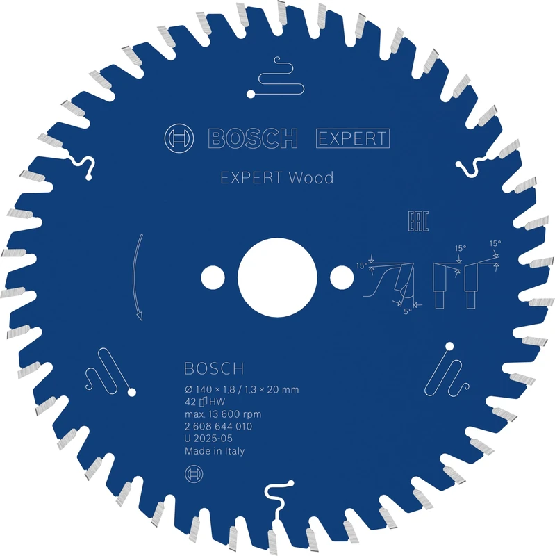 Bosch 1x EXPERT Wood Corded Circular Saw Blade for Handheld Circular Saw (for Softwood, Hardwood, Ø mm, Professional Accessory Hand-Held Corded Circular Saws)