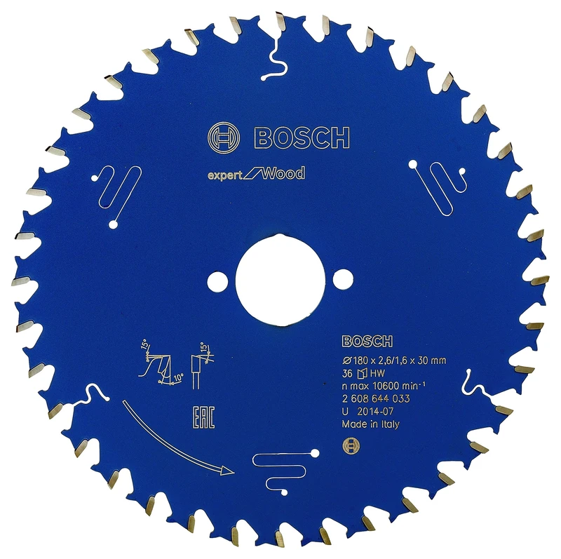 Bosch 2608644033 Circular Saw Blade, "Top Precision" Exwoh 180x30mm 36, 0 V, Blue