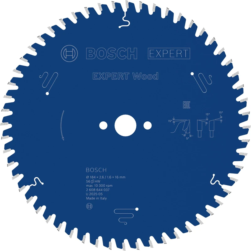 Bosch 1x EXPERT Wood Corded Circular Saw Blade for Handheld Circular Saw (for Softwood, Hardwood, Ø mm, Professional Accessory Hand-Held Corded Circular Saws)