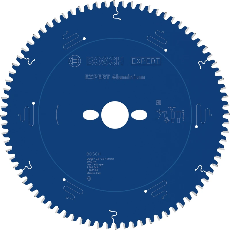 Bosch 2608644111 80T "Expert" Circular Saw Blade for Aluminium, Blue, 250 x 30 x 2.8 mm