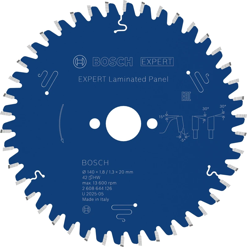 Bosch 1x EXPERT Laminated Panel Corded Circular Saw Blade for Handheld Circular Saw (for Plastic coated boards, Ø mm, Professional Accessory Hand-Held Corded Circular Saws)