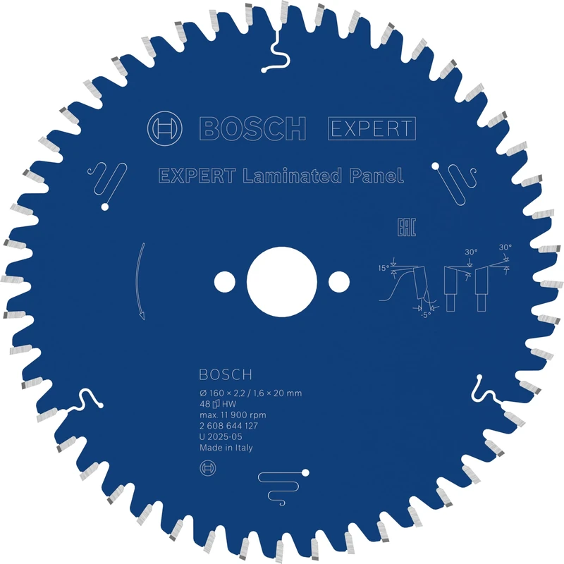 Bosch 1x EXPERT Laminated Panel Corded Circular Saw Blade for Handheld Circular Saw (for Plastic coated boards, Ø mm, Professional Accessory Hand-Held Corded Circular Saws)