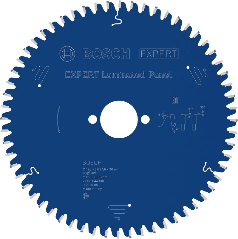 Bosch 1x EXPERT Laminated Panel Corded Circular Saw Blade for Handheld Circular Saw (for Plastic coated boards, Ø mm, Professional Accessory Hand-Held Corded Circular Saws)