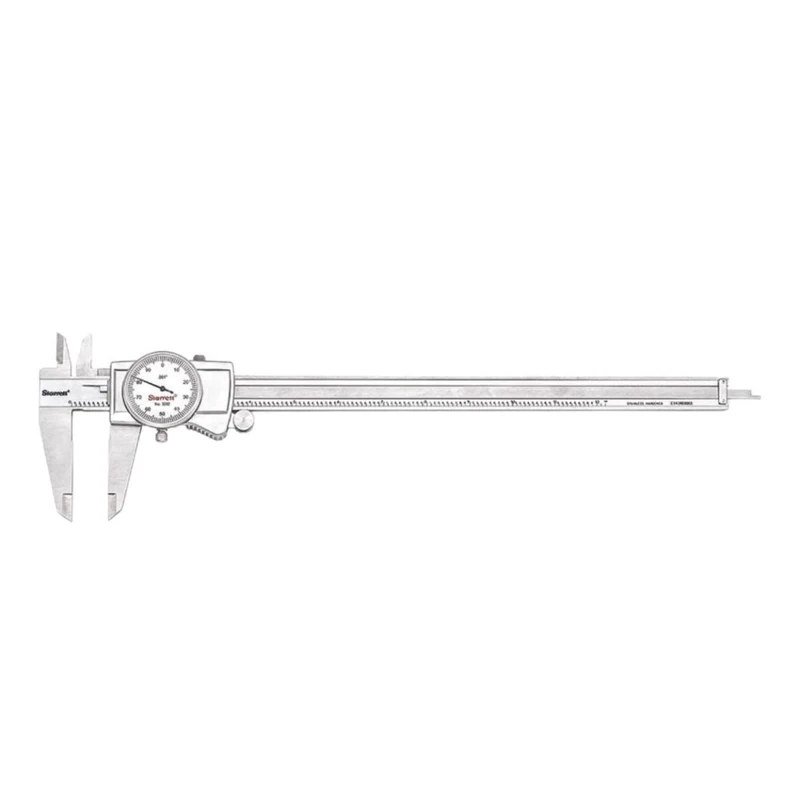 Starrett Dial Caliper with Adjustable Bezel and Fitted Case - White Face, 0-12" Range, -0.001" Accuracy.001" Graduations - 3202-12