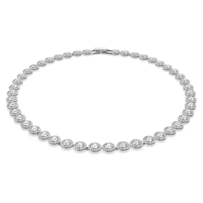 Swarovski Angelic necklace, Round cut, White, Rhodium plated