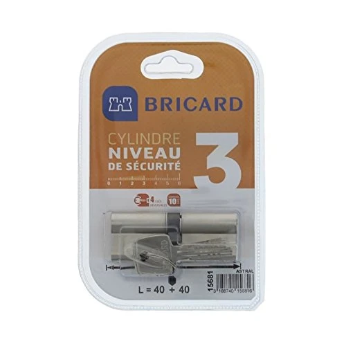 BRICARD 15681 Astral 2.9 (10 Pieces/2 Nickel-Plated Brass Cylinder 40 + 40
