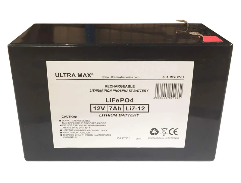 Ultramax 12V 7AH LITHIUM LiFePO4 Battery Security Alarm & Burglar Alarm