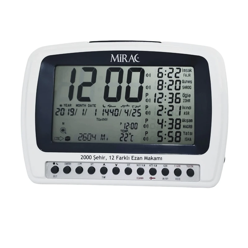 MIRAC Azan Prayer Nimaz Clock, Islamic Table Adhaan Reminder/Gebetsuhr/Otomatik Ezan Saati (MIRAC) - Image 1