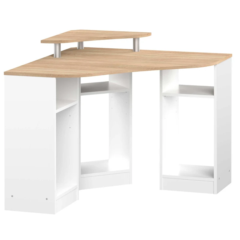 Symbiosis Corner, Corner Desk White and Natural Oak 94x94x83.4 cm