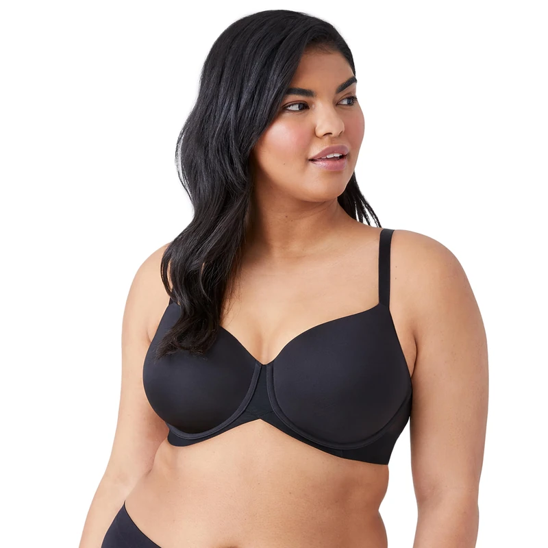 Wacoal Womens Ultimate Side Smoother Underwire T-Shirt Bra, Black, 36E